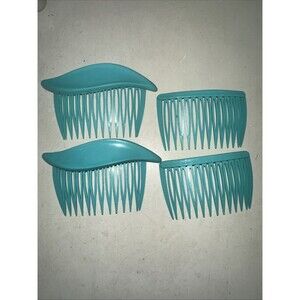 Vintage Goody Hair Side Combs USA Set Of 4 Teal